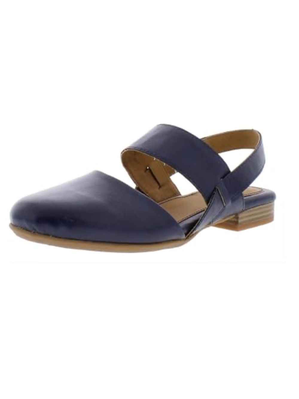 b.o.c. Womens Annette Faux Leather Slingback Flats 6.5 Navy Blue